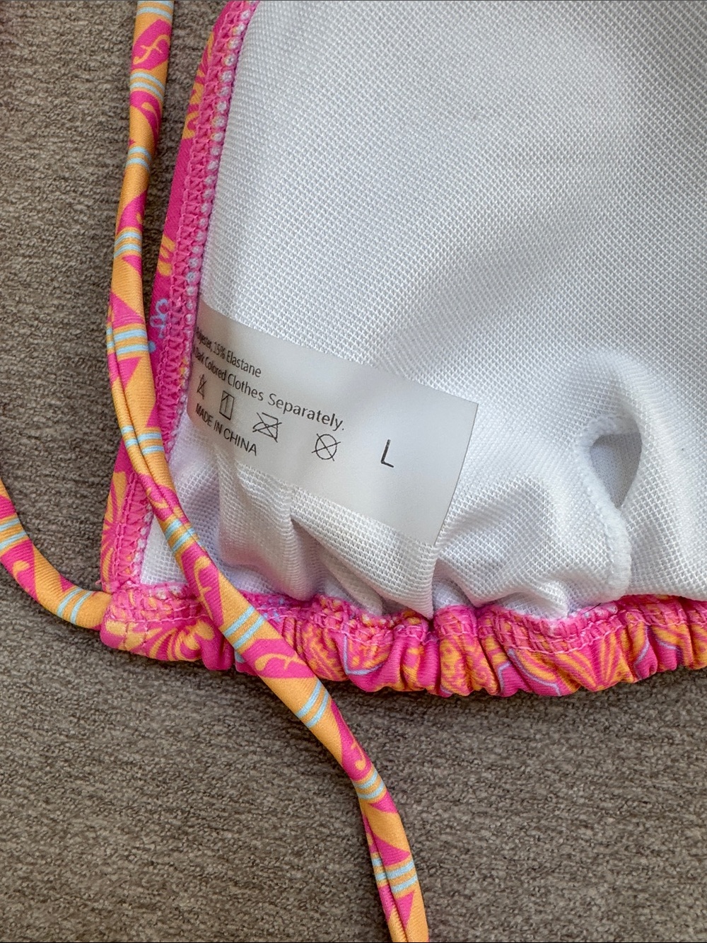 Pink & Orange Patterned Triangle String Bikini - Picture 5 of 9